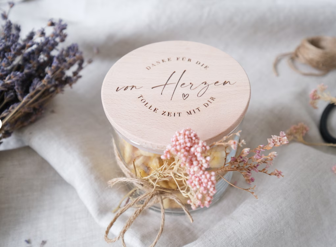 Vorratsglas mit Holzdeckel | personalisiert