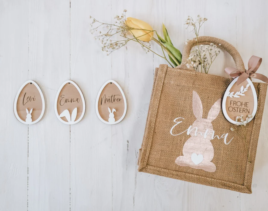 Frohe Ostern Anhänger zweifarbig