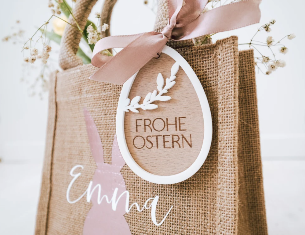 Frohe Ostern Anhänger zweifarbig